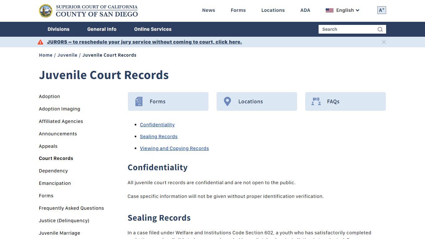 Juvenile Court Records - Superior Court of California